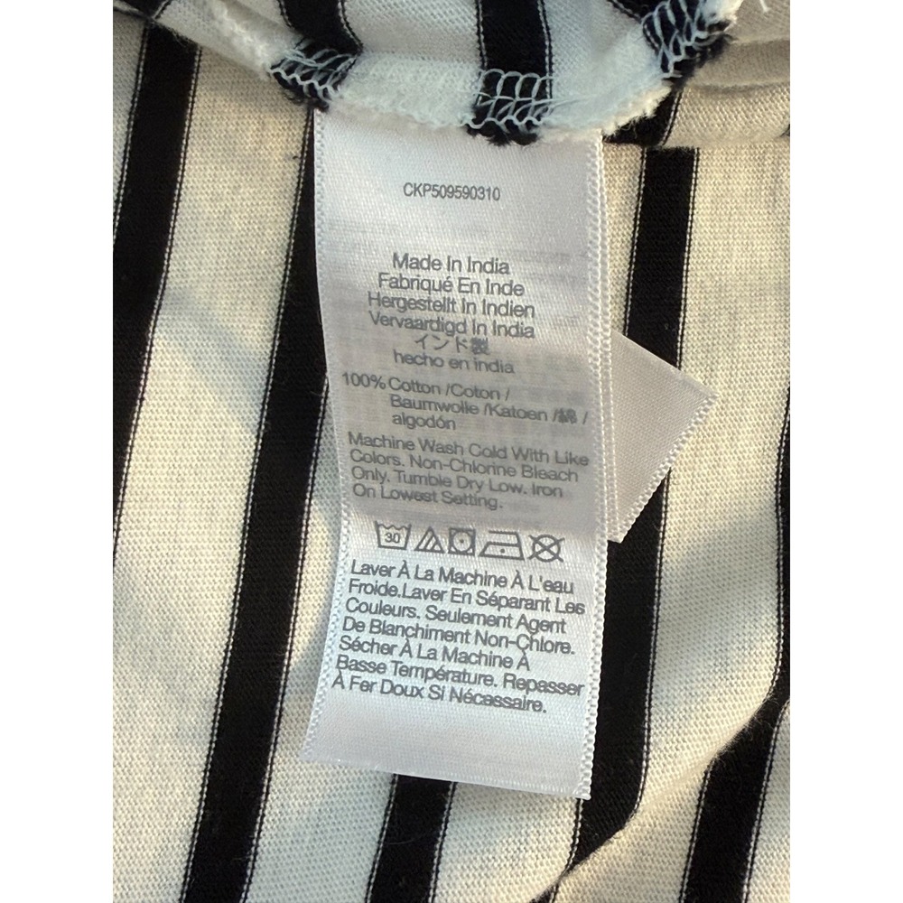 Madewell Womens Medium Striped Drawstring Hem Long Sleeve Cotton Top NZ385 White - Picture 7 of 7